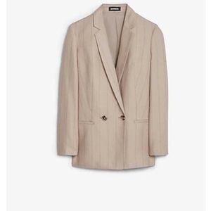 NEW  Pinstripe Double-breasted Long Sleeve Boyfriend Blazer Suit Women's